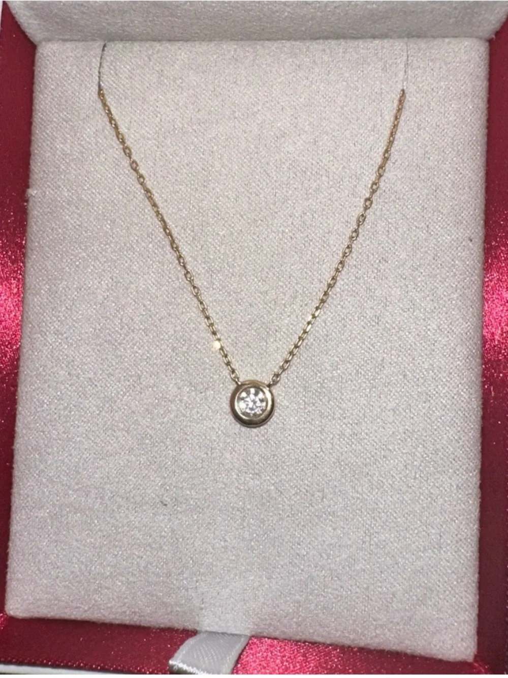 Genuine 14k Gold and 0.20 ctw Bezel Set Diamond Necklace
